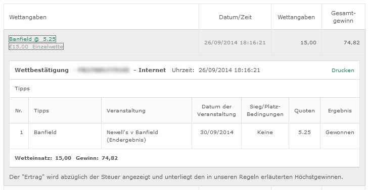 Sportwetten Argentinien Gewinn