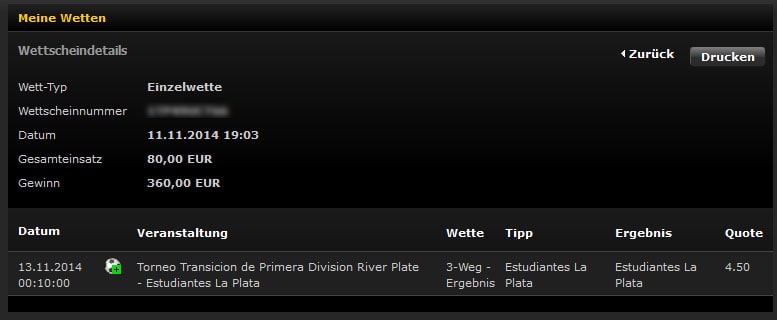 Geld verdienen mit Sportwetten Gewinn 360€
