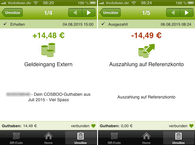 cosboo auszahlung juli 2015