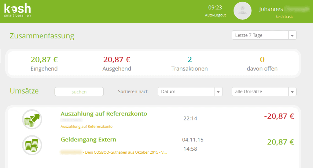 cosboo auszahlung oktober 2015