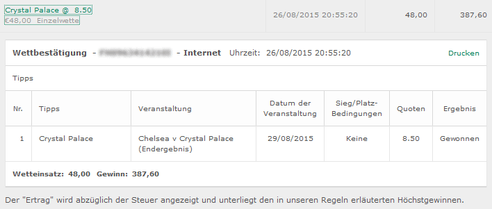 Quelle: Screenshot bet365.com