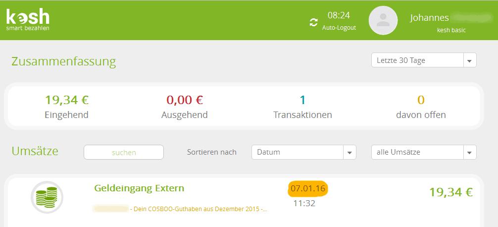cosboo auszahlung