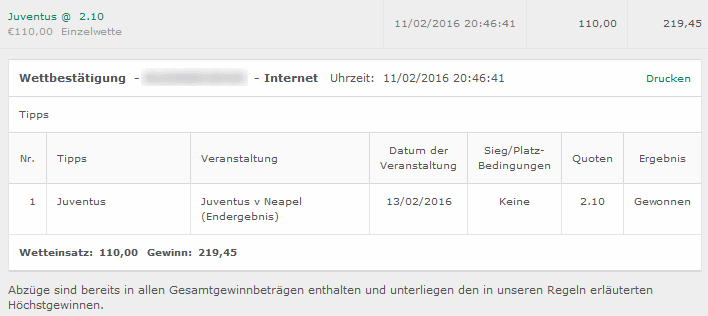 juventus sportwetten gewinn