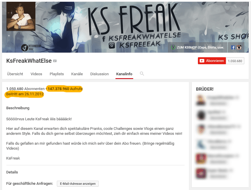 ksfreakwhatelse youtube einkommen