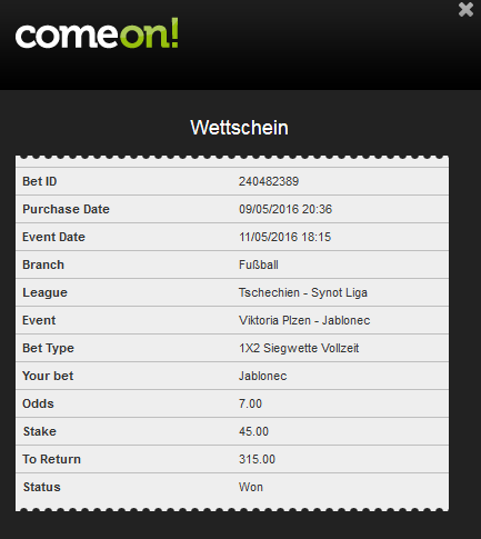 Quelle: Screenshot comeon.com