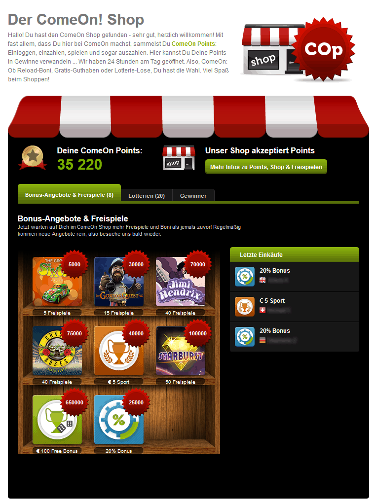 Quelle: Screenshot comeon.com