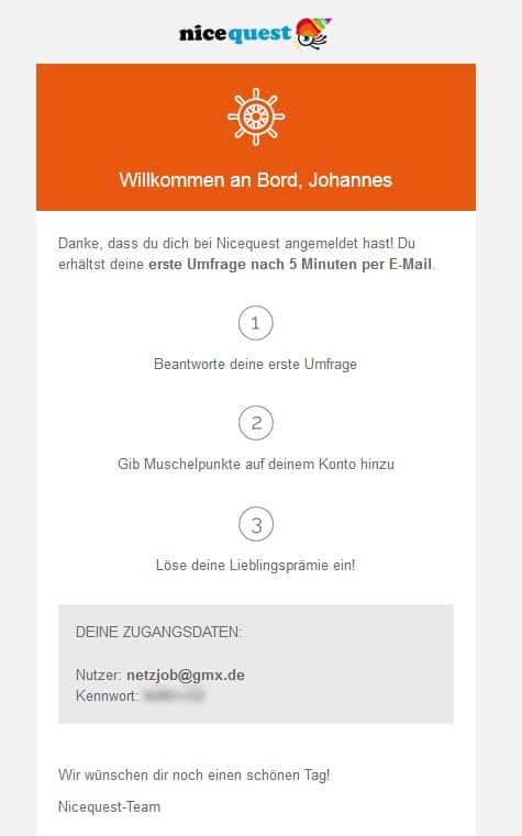 nicequest zugangsdaten