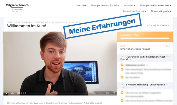 Screenshot der Smartphone Cash Formel von Christian Tucholski