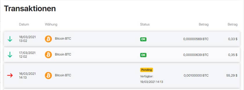 Transfer aus Tradingpool bei PrivaFund