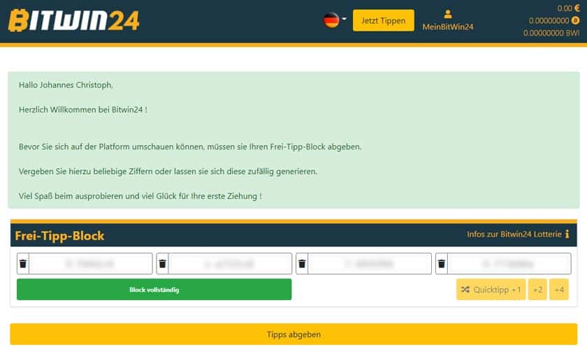 Frei-Tipp-Block von bitwin24
