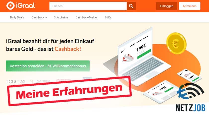 Screenshot igraal Cashback Erfahrungen