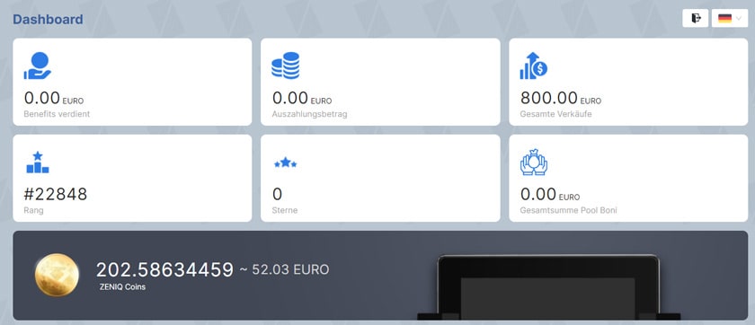 Screenshot: ZENIQ Coins Minting Backoffice
