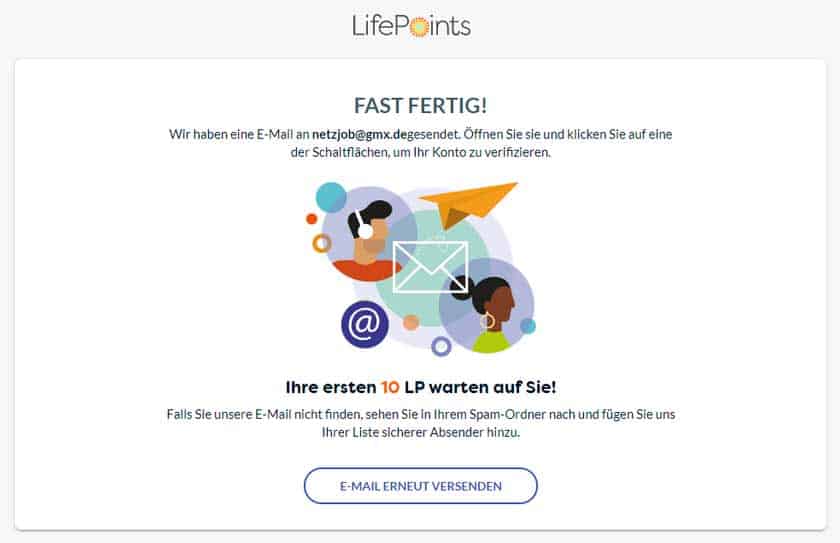 Screenshot LifePoints Registrierung