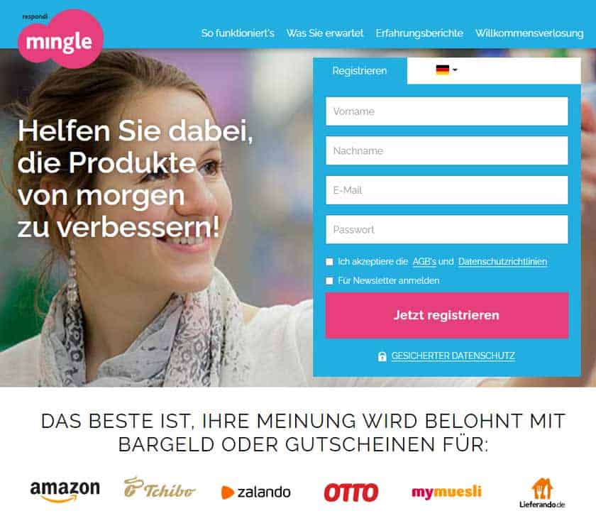 Screenshot Mingle Respondi registrieren