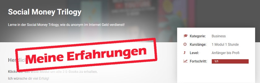 Screenshot zu meinen Social Money Trilogy Erfahrungen