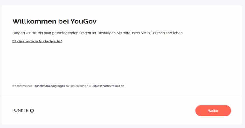 Screenshot Registierung YouGov Länderwahl