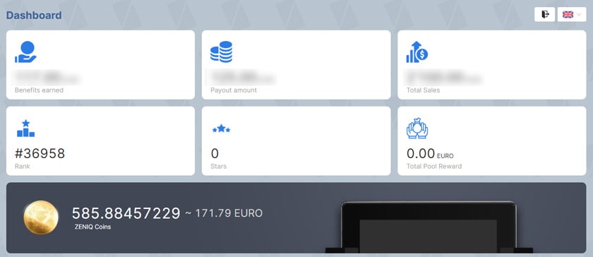Screenshot zeigt mehr als 500 ZENIQ Token gemintet