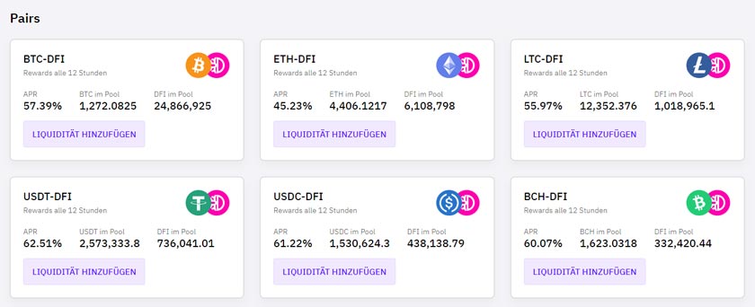 Screenshot Liquidity Mining Pairs Cake DeFi