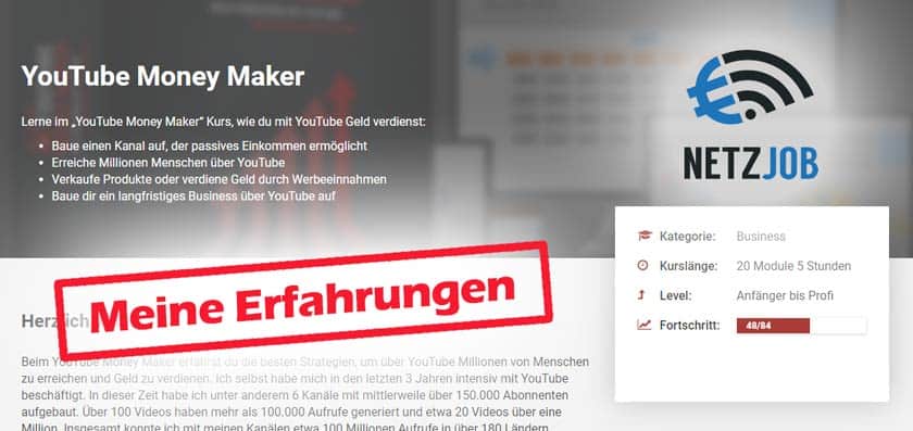 Screenshot zum Beitrag zu meinen YouTube Money Maker Erfahrungen