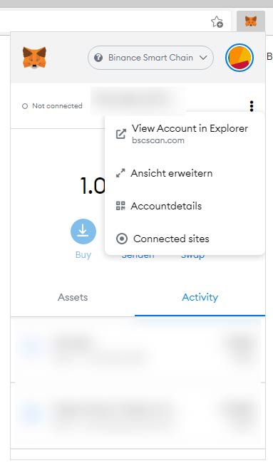 Screenshot MetaMask Ansicht erweitern