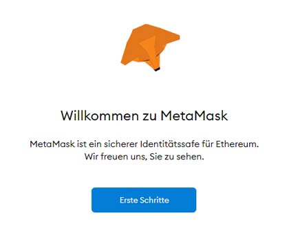 Screenshot MetaMask Erste Schritte