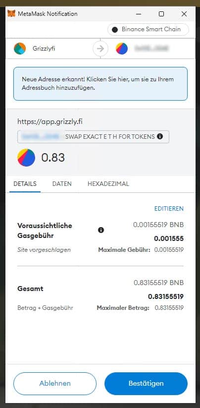 GHNY Token kaufen MetaMask