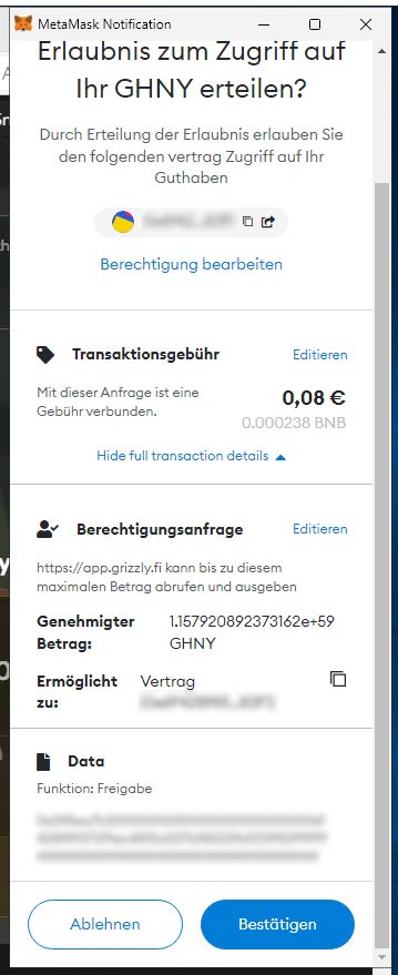 Honeypot Staking Approve MetaMask Anleitung