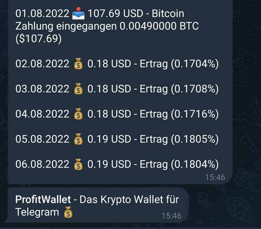 ProfitWallet Renditen Screenshot