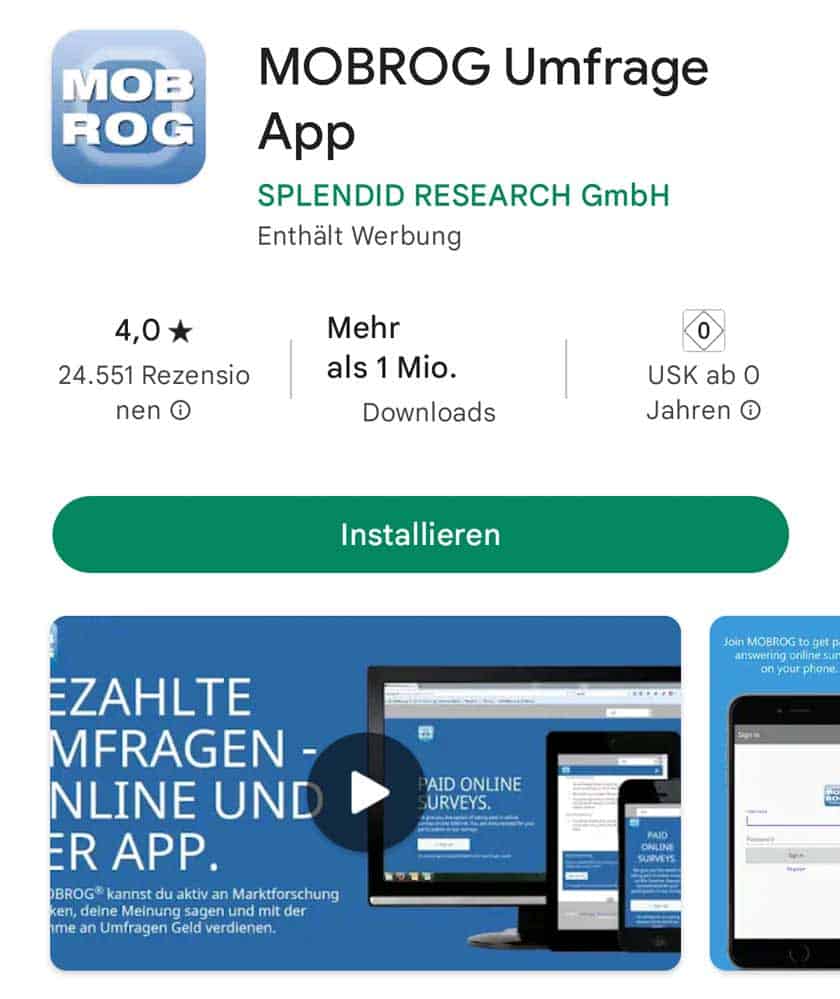 MOBROG App Erfahrungen Screenshot