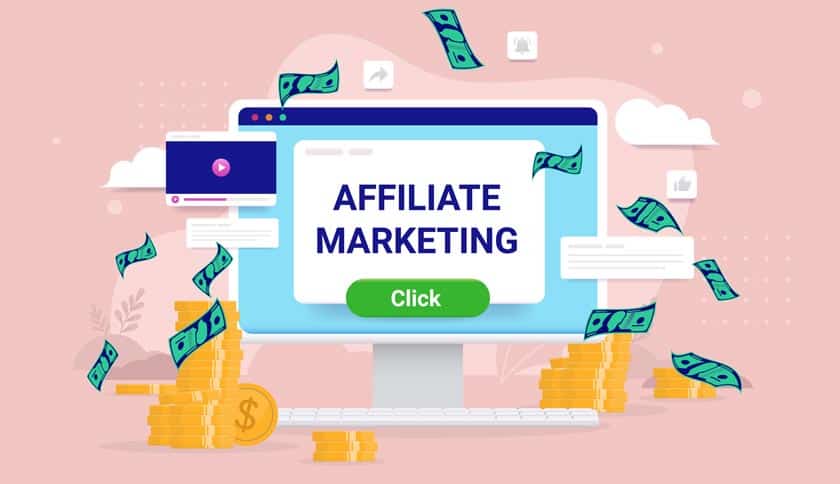 Grafik zum Prinzip des Affiliate Marketing als Basis des No Face Business von Eric Hüther