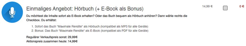 Maximale Rendite Hörbuch & E-Book Angebot