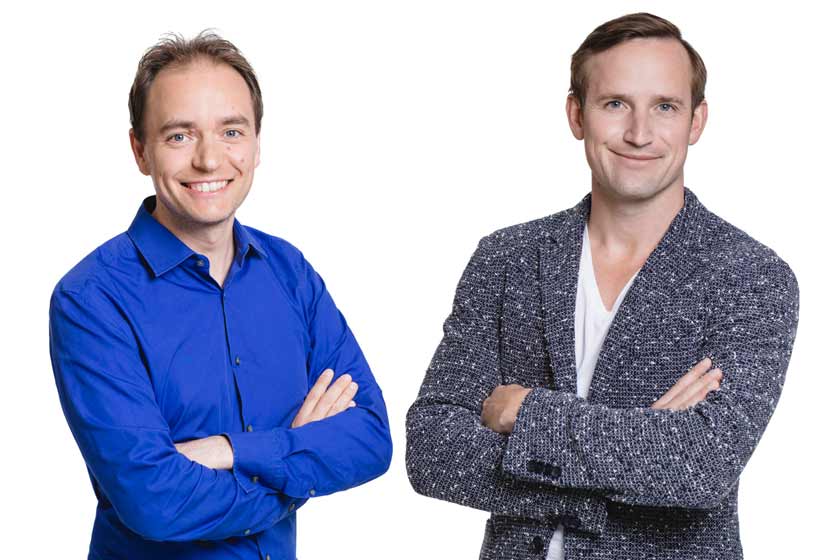 Thomas Klußmann und Christoph J.F. Schreiber von dem "Taschenbuch für Gründer"